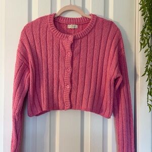 La Hearts Pink Ribbed Women's Sweater